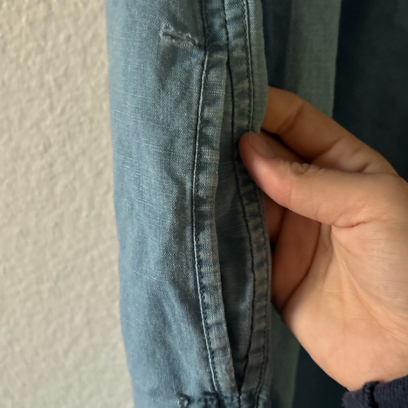 Madewell Blue Linen Blend Chambray Central Shirt Dress XL Casual Coastal Relaxed - Picture 9 of 11